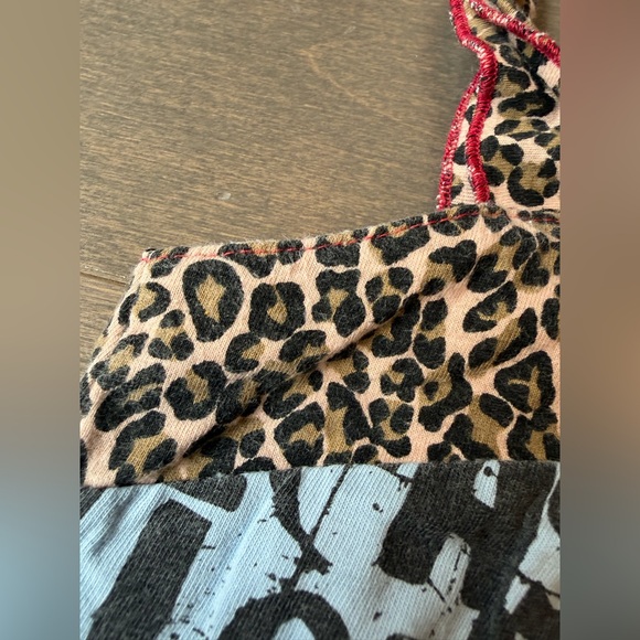 Kaos Blue Tank Dress with Red Tongue Graphic and Leopard Trim - Picture 8 of 12